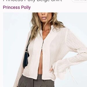 Princess Polly Beige clasp close Blouse